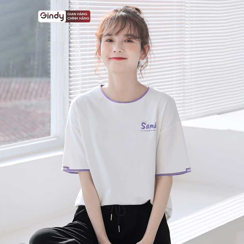 Áo thun tay lỡ form rộng nữ unisex vải 100% cotton phông basic thoáng mát local brand GINDY A006