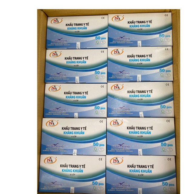 Combo 10 hộp khẩu trang y tế 4 lớp Nam Anh