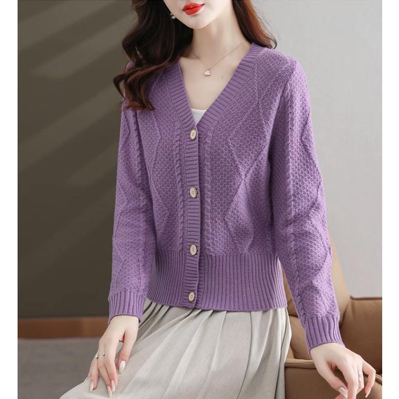 Áo khoác len cardigan nữ chất len dệt kim mềm mịn co giãn trẻ trung mùa thu đông mã VAA0463