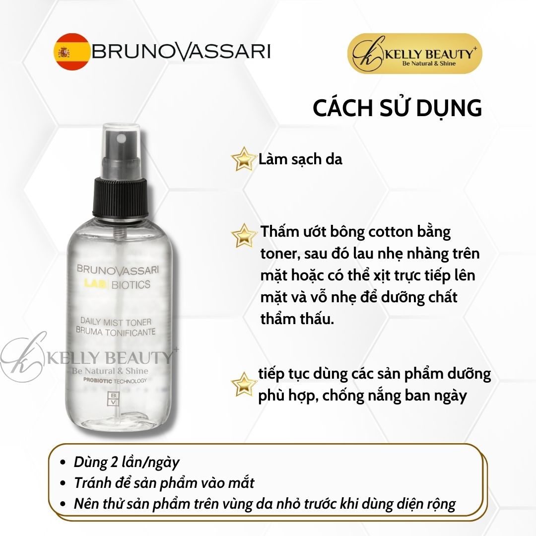 Xịt Dưỡng Cân Bằng Hệ Vi Sinh Da Bruno Vassari Lab Biotics Daily Mist Toner | Kelly Beauty