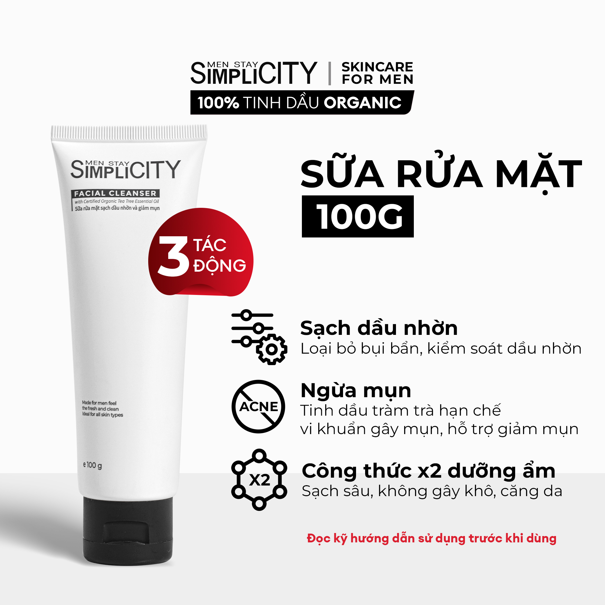 Sữa rửa mặt dưỡng ẩm Facial Cleanser Men Stay Simplicity