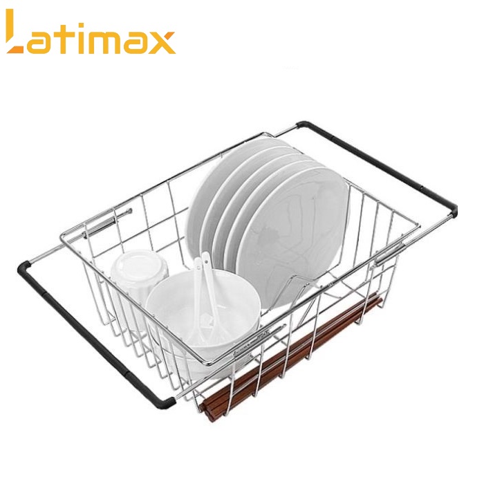 Khay Để Hoa Quả Chén Dĩa Đặt Trên Bồn Chậu Rửa Inox 304 Co Dãn từ 32-44Cm - Kệ Úp Chén Đĩa cho Bồn Rửa