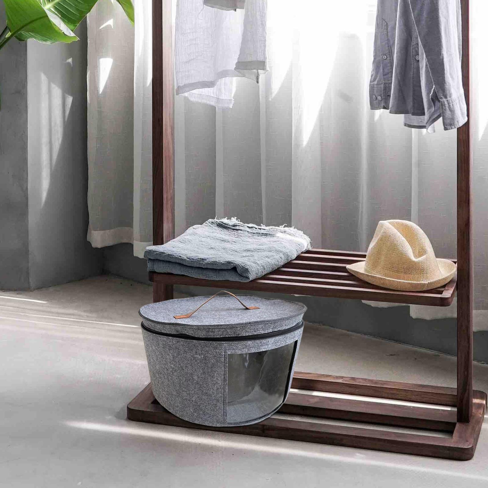 Storage Bucket with Dust Proof Lid Folding for Towels Bookshelf Bedroom