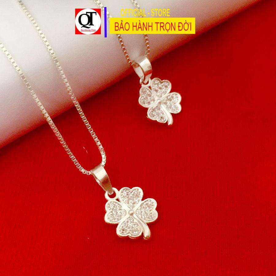 Dây chuyền nữ bạc bản vuông Bạc Quang Thản KQTBTS24QH chất liệu bạc trắng không xi mạ.