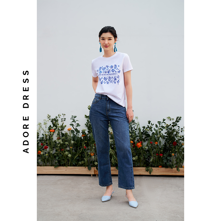 Quần jeans ống đứng basic xanh retro 2JE2001 ADORE DRESS