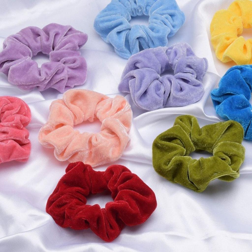 50 Cái Lông Nhung Scrunchies Thun Tóc Mềm Bobble Dây Buộc Tóc