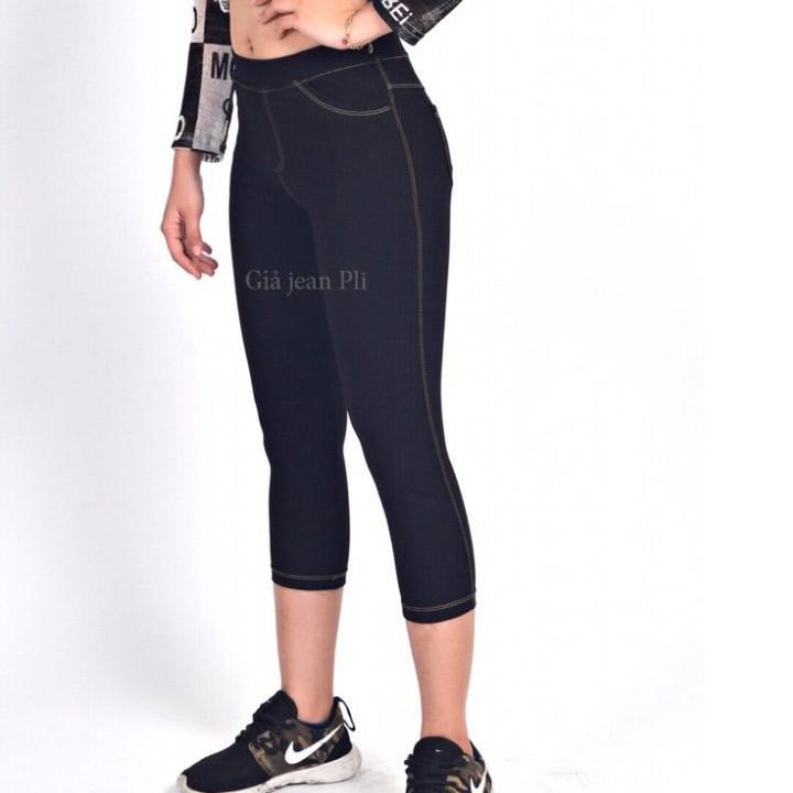 Quần Legging LỬNG giả jean 4 túi có size cho bạn dưới 80kg