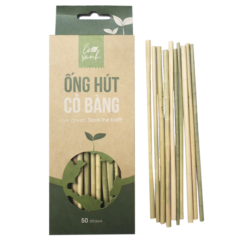 Hộp 50 Ống Hút Cỏ Bàng Grass Straws