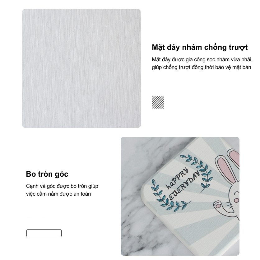 Miếng lót ly - Tấm lót ly, cốc siêu hút nước bằng đất xốp Diatomite họa tiết, thông điệp dễ thương - Chuột