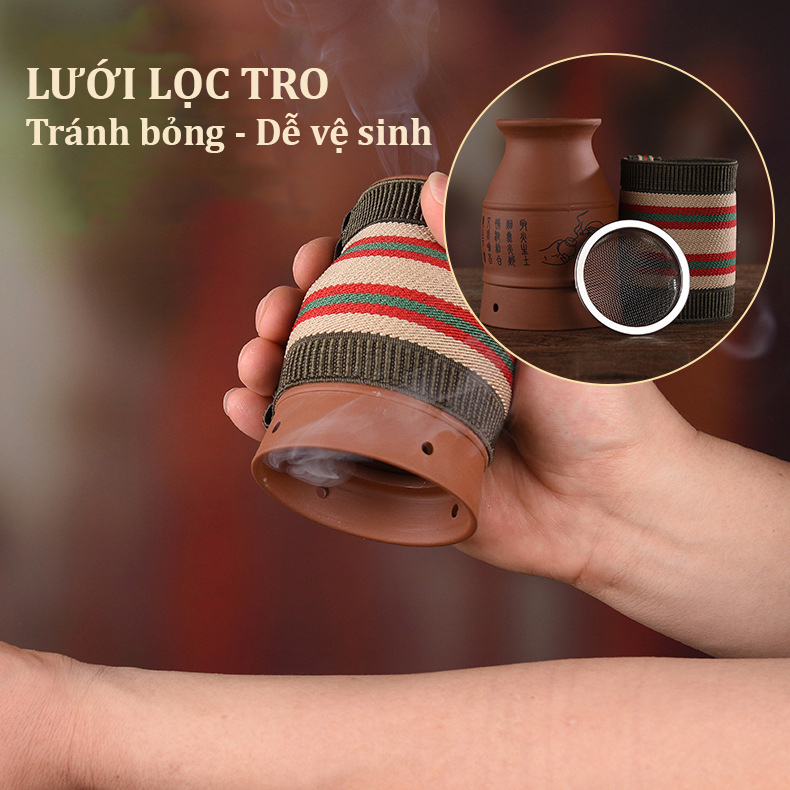 Cốc Phù Dương Xông Hơ Ngải Cứu Hàn Ẩm Massage, Giác Hơi, Cạo Gió, Chải Thông Kinh Lạc (Tặng Ngải, Bản Đồ Huyệt,Tinh Dầu)