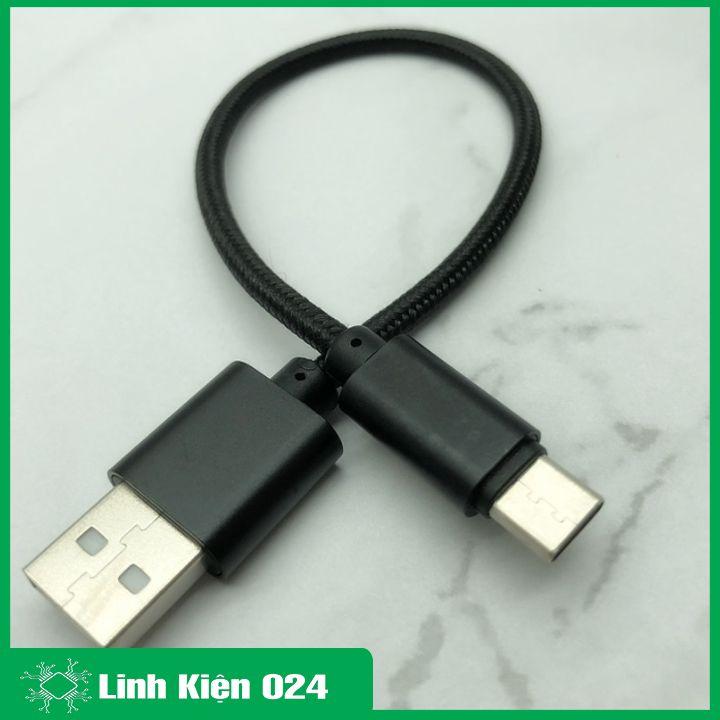 Dây cáp USB type C dài 30cm bọc dù sạc truyền dữ liệu loại tốt
