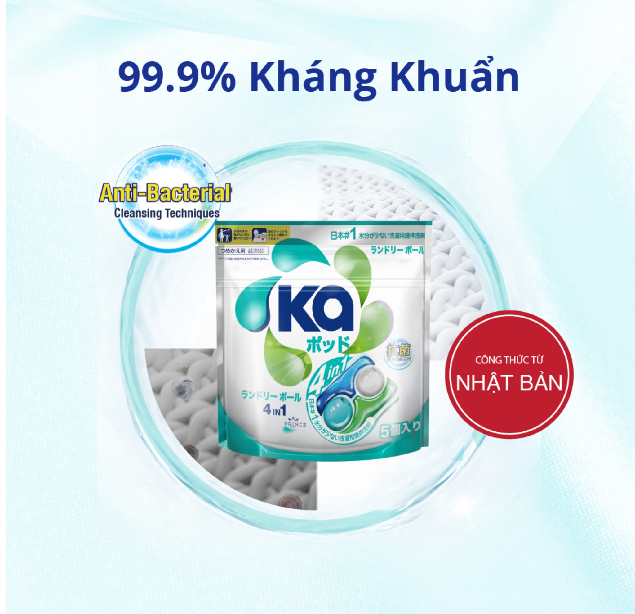 Combo 3 Túi Viên Giặt Xả Đa Năng 4 Trong 1 KA Universal