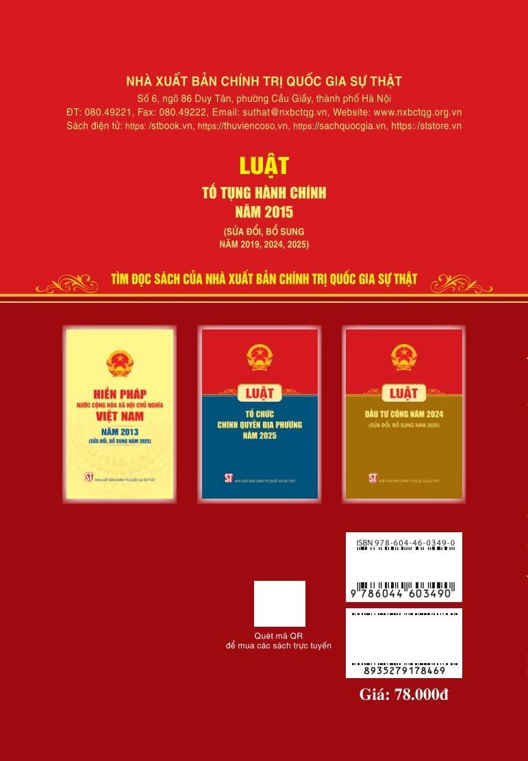 Sách - Luật Tố Tụng Hành Chính Năm 2015 (Sửa Đổi, Bổ Sung Năm 2019, 2024, 2025)