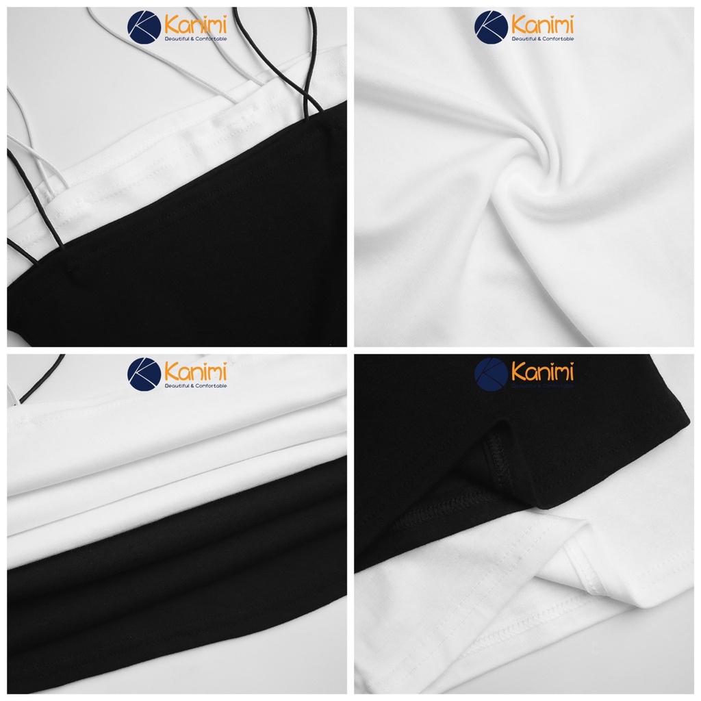 Áo 2 dây sợi bún màu đen trắng Kanimi - AN03