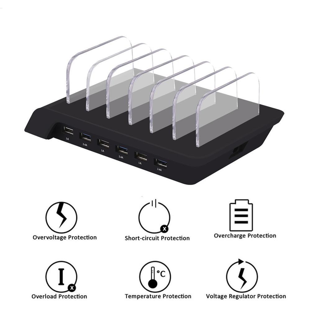 Multi Port Fast Charging USB Phone Charger Station Dock Stand US Plug