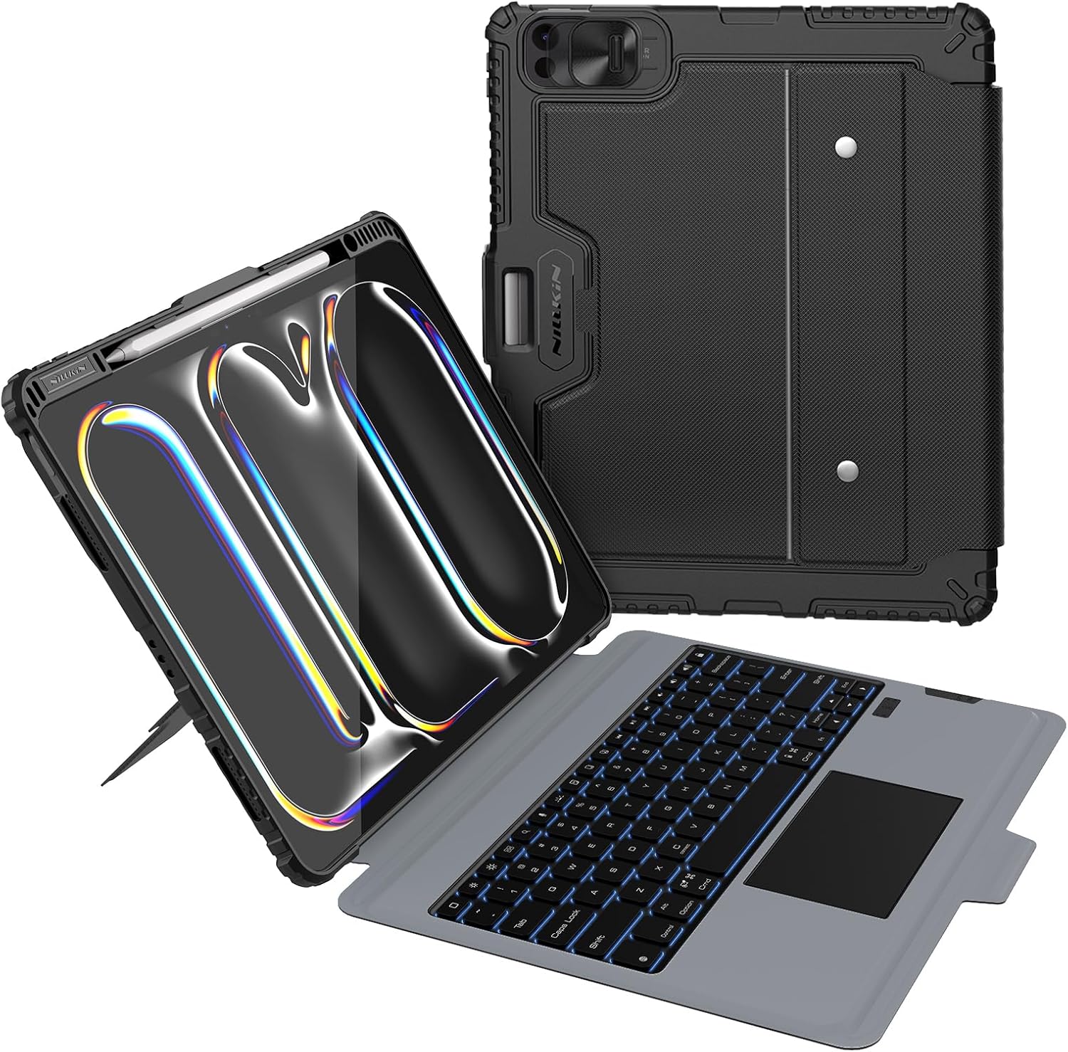Bao Da Kèm Bàn Phím cho iPad Pro 11 inch &amp; iPad Pro 13 inch M4 2024 Nillkin Bumper Combo Case Keyboard (Có Đèn Nền Backlit Keyboard) - Hàng Chính Hãng