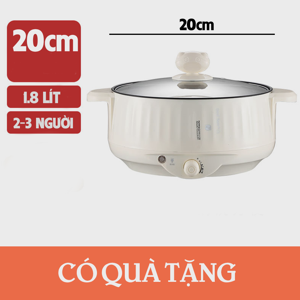 Nồi lẩu điện đa năng AGISAN-02 có lớp chống dính dây cắm 2 chấu dễ dàng chiên, xào, nấu, rán