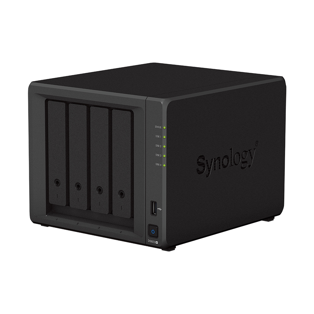 Bộ lưu trữ mạng NAS Synology DS923+ CPU AMD R1600 2-core 2.6GHz, RAM 4GB, LAN 2x 1GbE, 4 khay ổ cứng - Hàng chính hãng