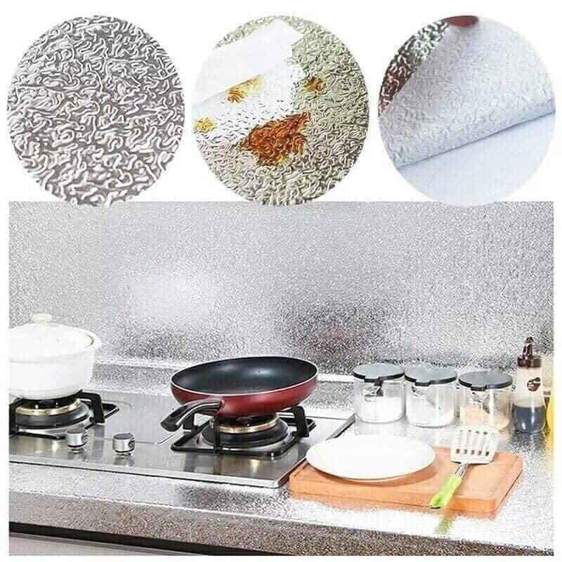 Combo 3 mét giấy bạc tráng nhôm cách nhiệt dán mặt bếp, dán tường nhà bếp chống bám bẩn dầu mỡ lên tường, chống thấm nước, dễ dàng dán và sử dụng