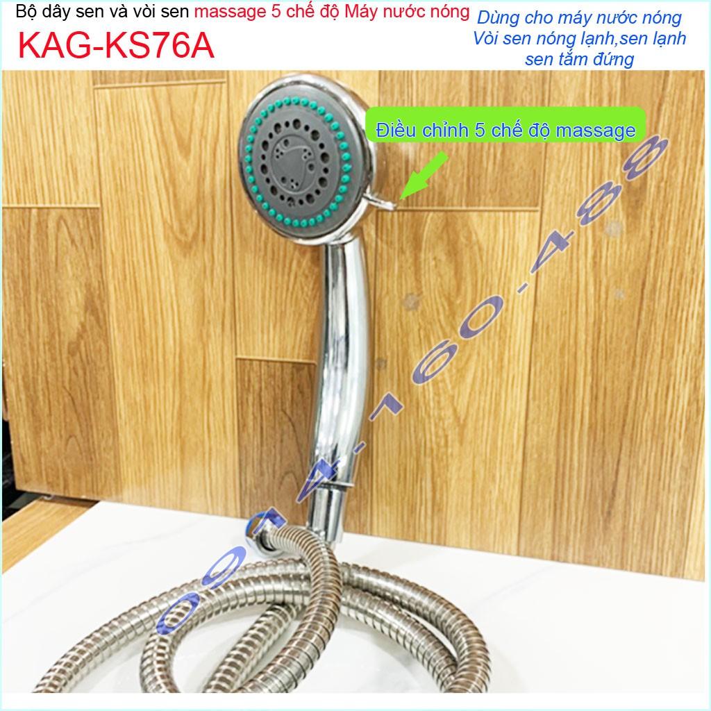 vòi sen máy nước nóng trực tiếp KAG-KS76A, vòi hoa sen chuyên dùng cho máy nước nóng 5 chế độ tia nước mạnh