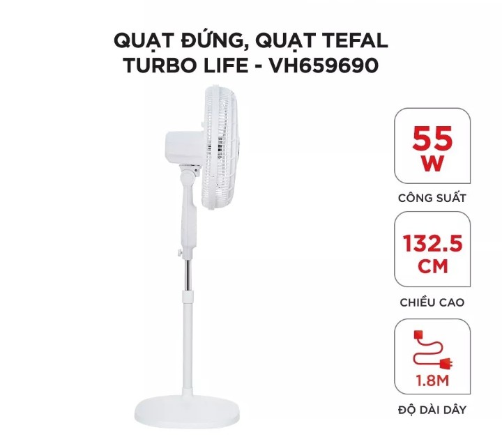 Quạt đứng Turbo Life Tefal – VH659690 - Hàng Chính Hãng