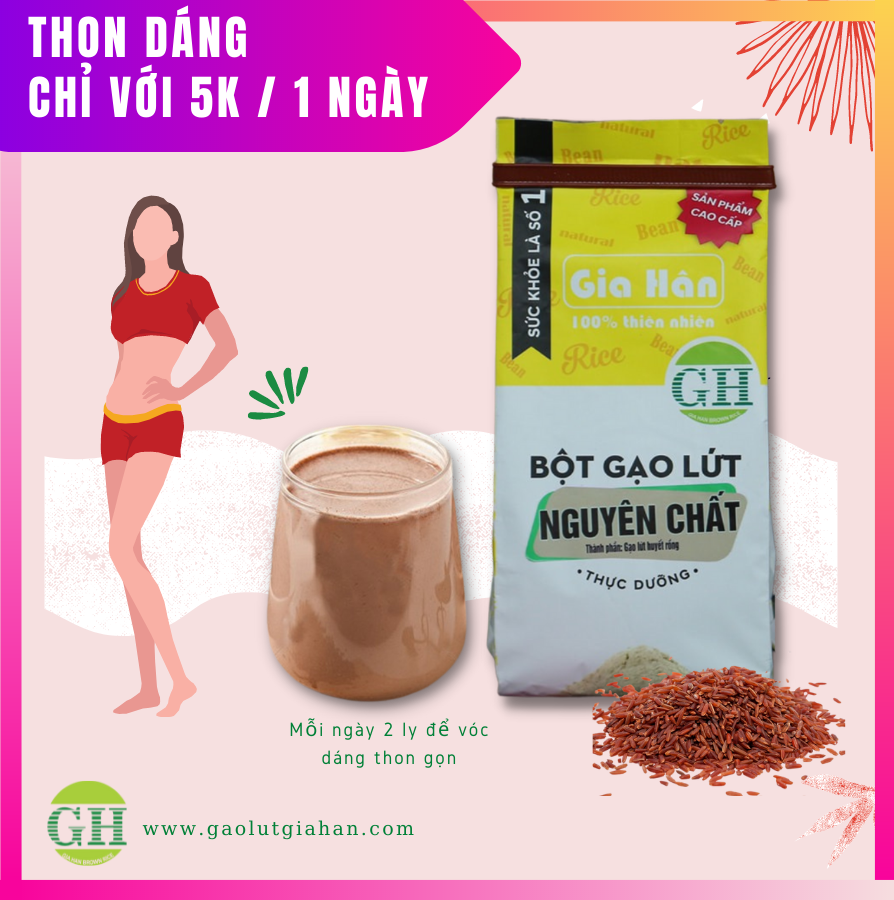 Bột gạo lứt giảm cân,Bột gạo lứt giảm mỡ bụng GIAHAN FOOD [ 500g ] bột giảm cân tại nhà, an toàn, bot gao lut giam can