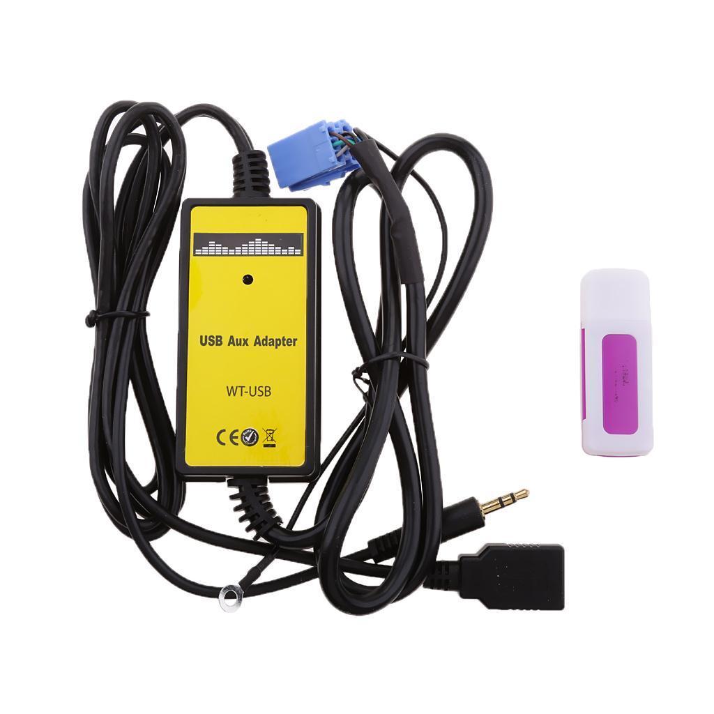 3.5mm MP3 Player AUX In Interface Adapter with USB Card Reader For