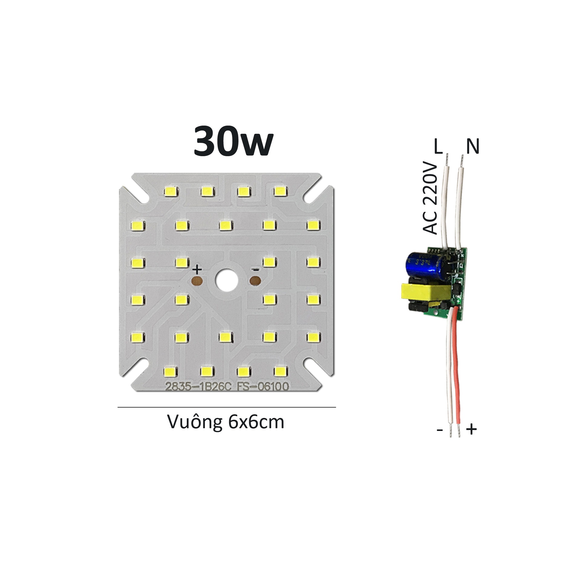 10 Bảng bo vỉ mạch Led 30w siêu sáng 26 mắt chip Led 2835 kèm nguồn driver AC220V Posson MLC-30x