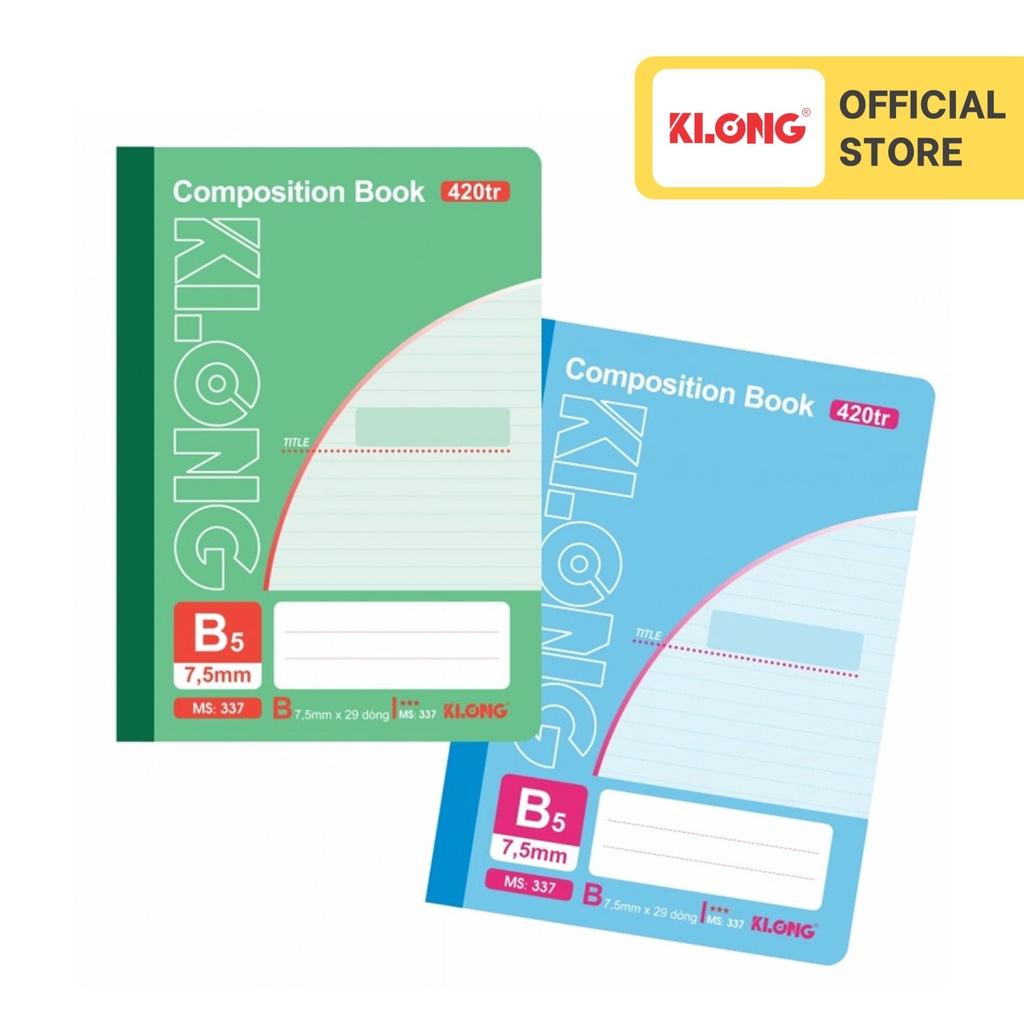 Sổ kẻ ngang may dán gáy Composition book KLONG B5 420 trang 58/92; MS: 337