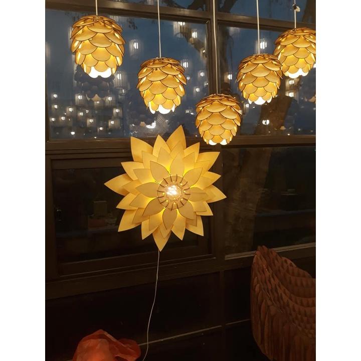 Đèn gỗ hoa sen DIY decor nhà cửa, văn phòng