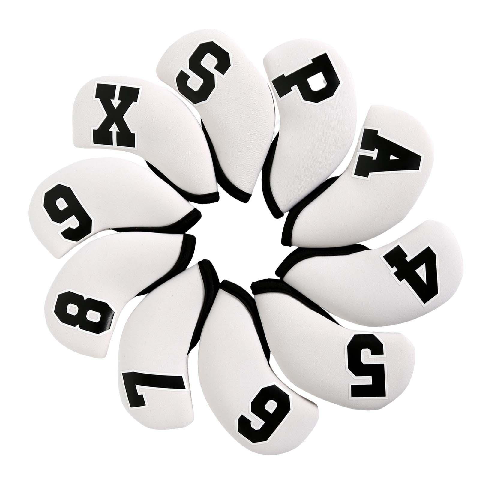 10x Golf Iron Covers Waterproof PU Sleeves Golf Club Head Covers Accessories