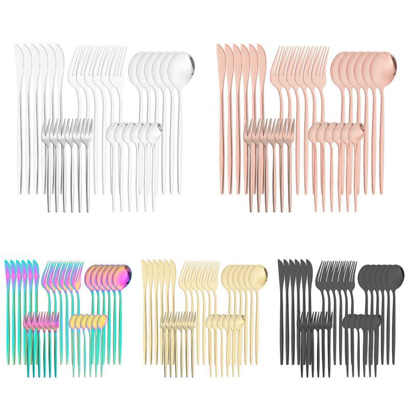 Mới Thép Không Gỉ Vàng Bộ Dao Kéo 30 Cái/bộ Bít Tết Bộ Dao Muỗng Nĩa Thìa Nhà Bếp Ăn Tối Phòng Ăn Bữa Tối Đồ Ăn