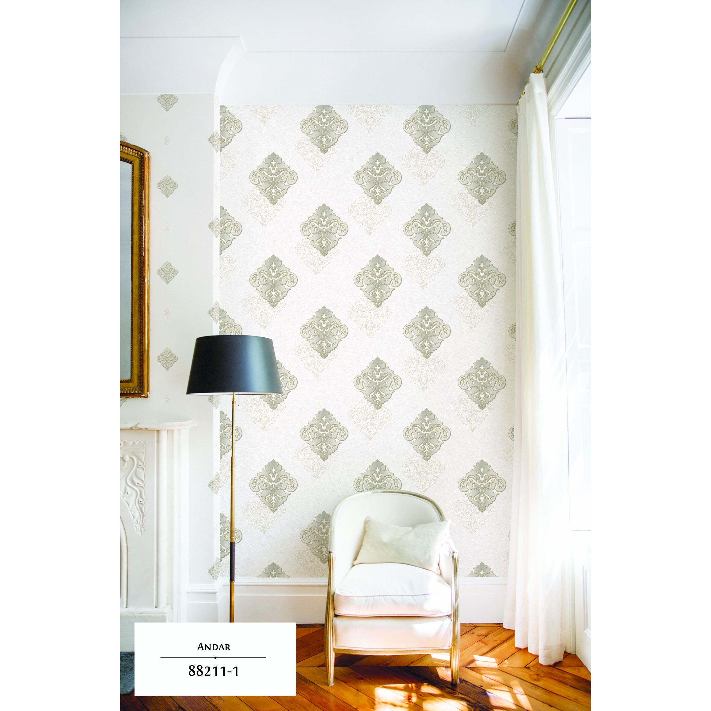 Giấy dán tường Hàn Quốc Hoa- theo ô vuông 88211-1