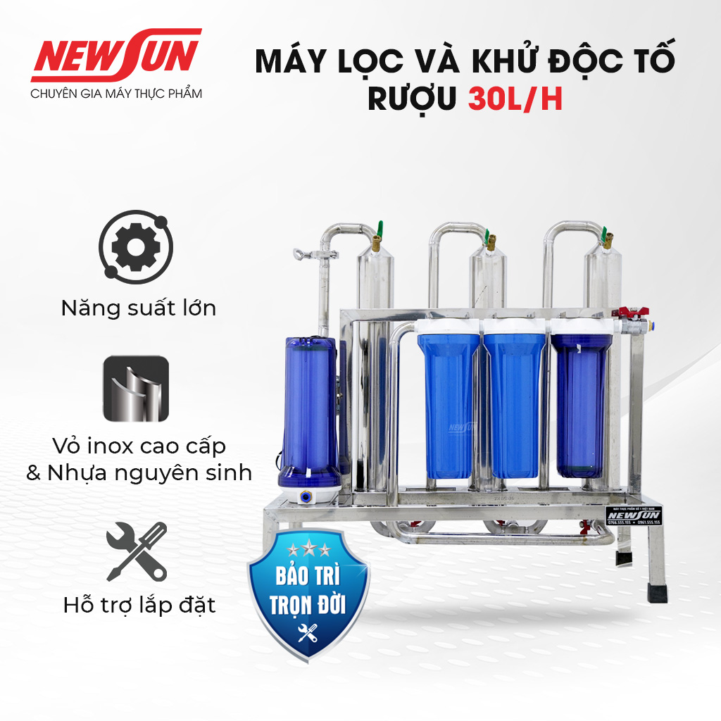 Máy lọc và khử độc tố methanol NEWSUN 30L/h lọc nhanh, thơm, ngon - Hàng chính hãng