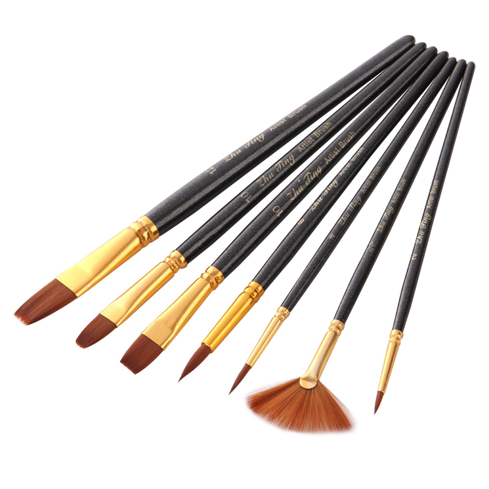 Bộ 7 cái cọ sơn chuyên nghiệp bằng gỗ để vẽ