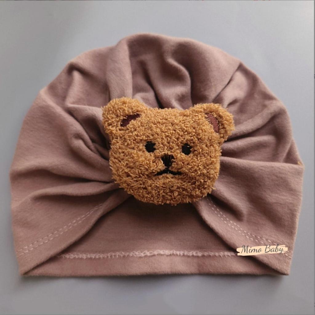 Mũ nón turban vải cotton đính hình con vật dễ thương cho bé MTB171 Mimo Baby