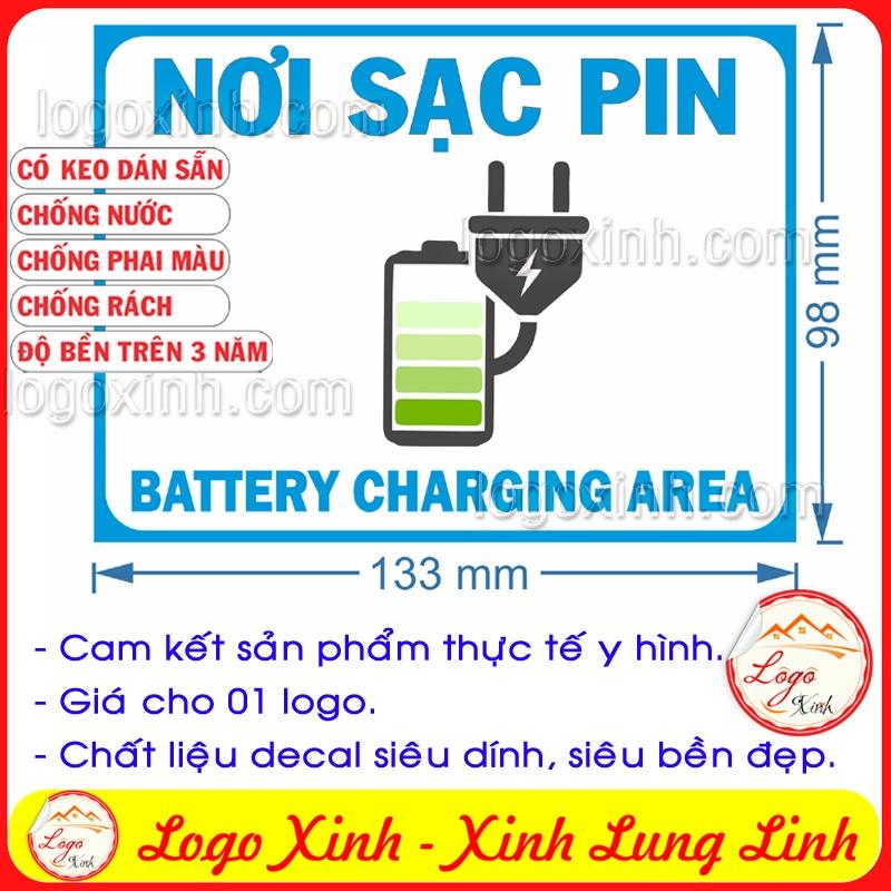 LOGO TEM STICKER BIỂN BÁO KHU VỰC NƠI SẠC PIN- BATTERY CHARGING AREA - MÀU XANH