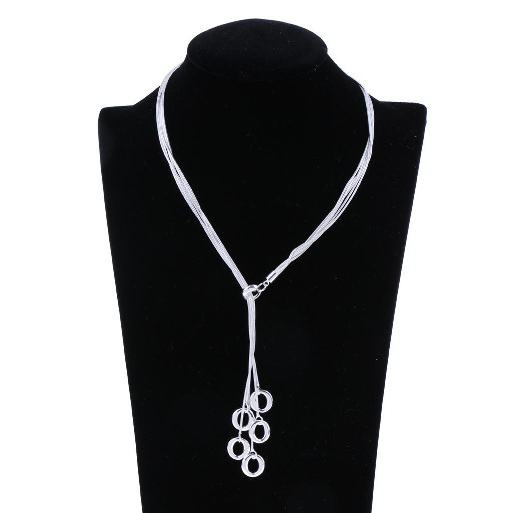 Punk Silver Alloy Multilayer Long Necklace Snake Chain Tassel Pendant