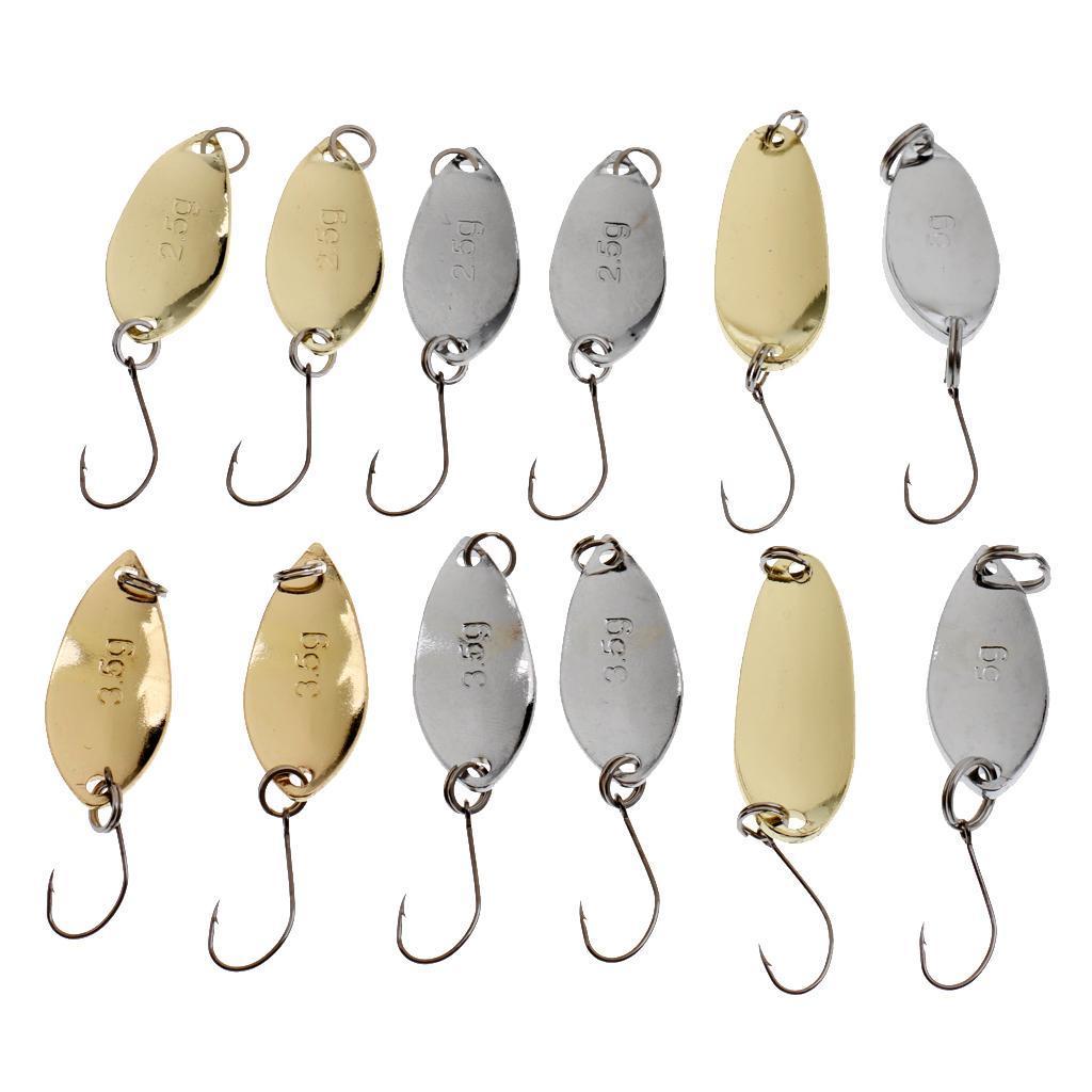 12 PCS High Grade Metal Fishing Lures Spinner Baits Crankbait with Hooks Salmon Bass Hard Lures