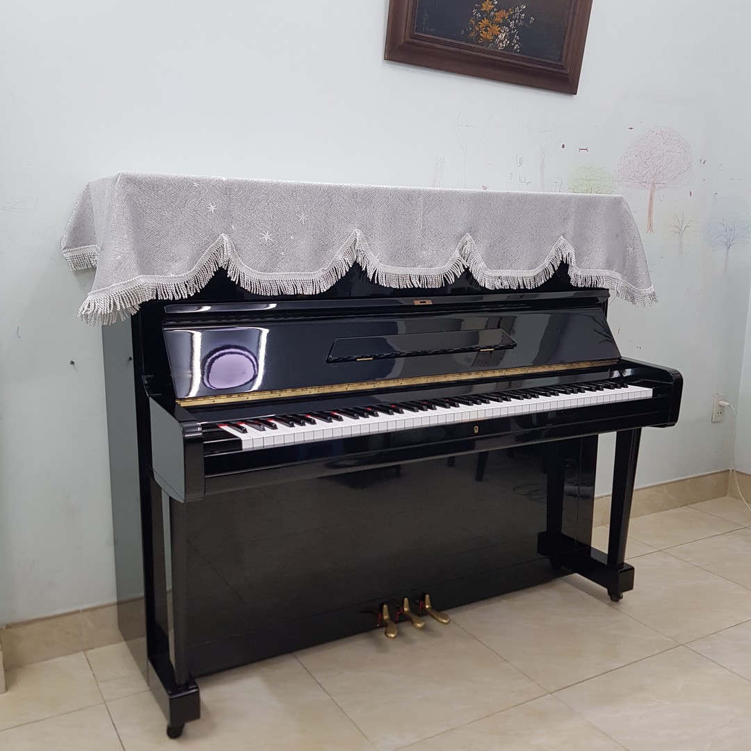 Khăn phủ đàn Piano cơ mẫu ngôi sao xám màu bạc