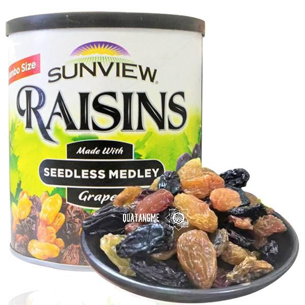 Nho Khô Mỹ Raisin Sunview không hạt vị thập cẩm 425g date mới