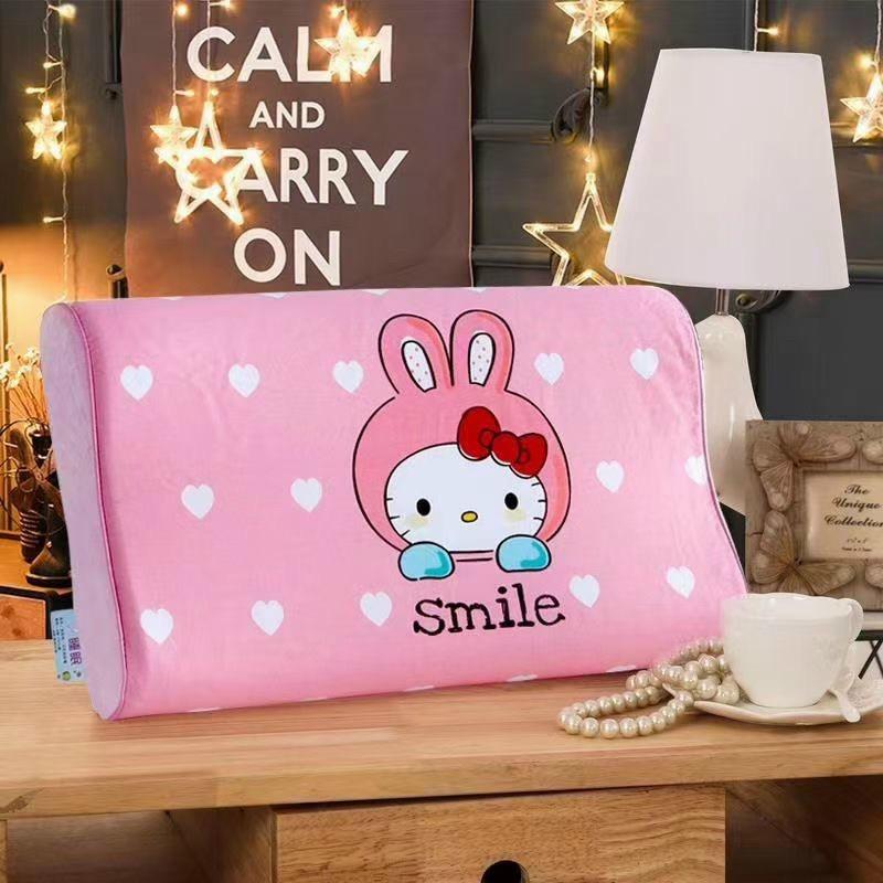 Gối cao su non trẻ em hoạt hình 3D vỏ gối Cotton mềm mát ( size 25cm x 45cm x 5cm ) mẫu bé gái