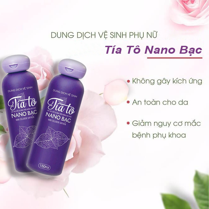 Dung dịch vệ sinh phụ nữ tía tô Nano bạc hà  , chai 15oml làm sạch , kháng khuẩn chiết xuất từ thiên nhiên