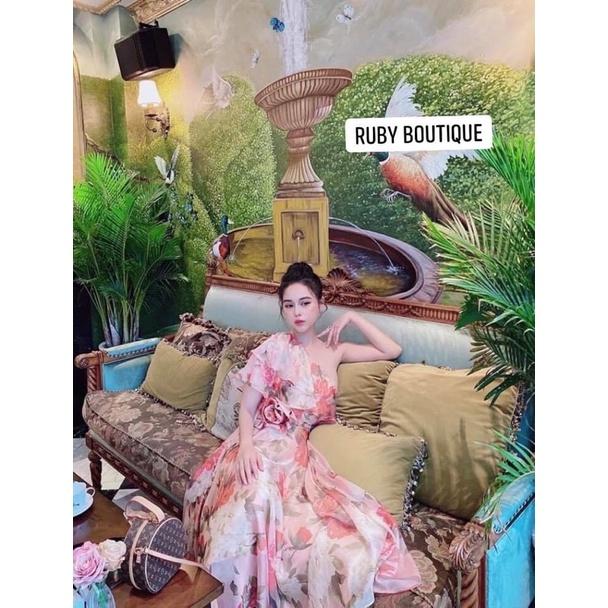 Mây maxi hoa lệch vai sale 300k