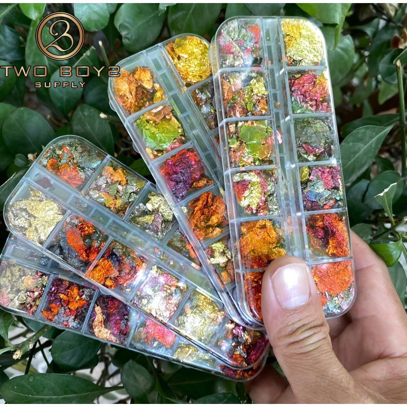 Giấy Bạc,giấy nhún  tone Đài mix làm vân đá,khay 12 màu