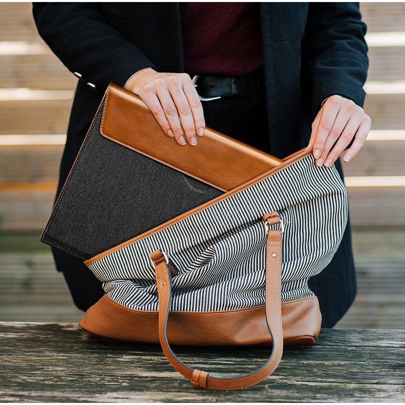 Túi chống sốc Tomtoc Premium Leather cho Macbook Pro/Air M1 13/15/16Inch Gray - Hàng chính hãng