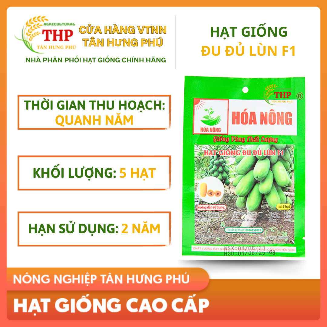Hạt giống Đu Đủ Lùn F1 | Hạt Giống | gói 5 hạt
