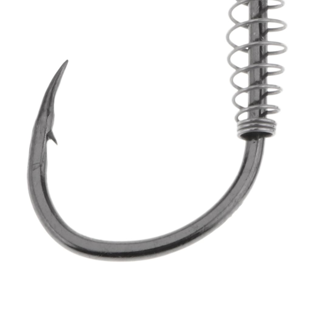 10pcs Stainless Steel Fishing Hooks with Spring Barbed Swivel Carp Jig Fishhook for Pulling Baits