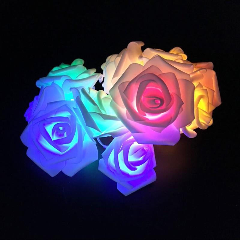 1.2m 10led 6 colors Rose Flower String Battery Wedding Birthday Party Decoration