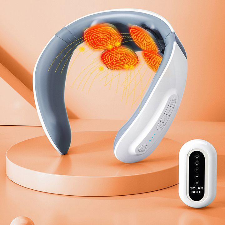 Máy massage cổ vai gáy tích hợp 4 đầu massage, chức năng chườm nóng, có remoss điều khiển, pin sạc 5V/800mA, giải pháp trị liệu hiệu quả